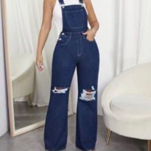 NWOT SHEIN Denim Wide Leg Overalls